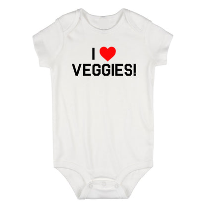 I Love Veggies Red Heart Infant Baby Boys Bodysuit White