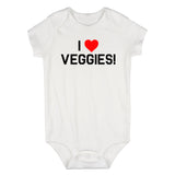 I Love Veggies Red Heart Infant Baby Boys Bodysuit White