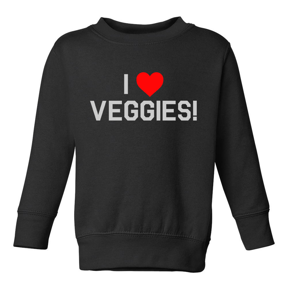 I Love Veggies Red Heart Toddler Boys Crewneck Sweatshirt Black