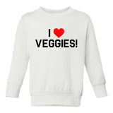 I Love Veggies Red Heart Toddler Boys Crewneck Sweatshirt White