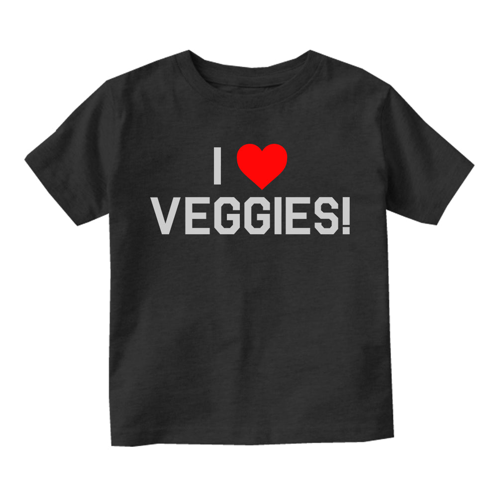 I Love Veggies Red Heart Toddler Boys Short Sleeve T-Shirt Black