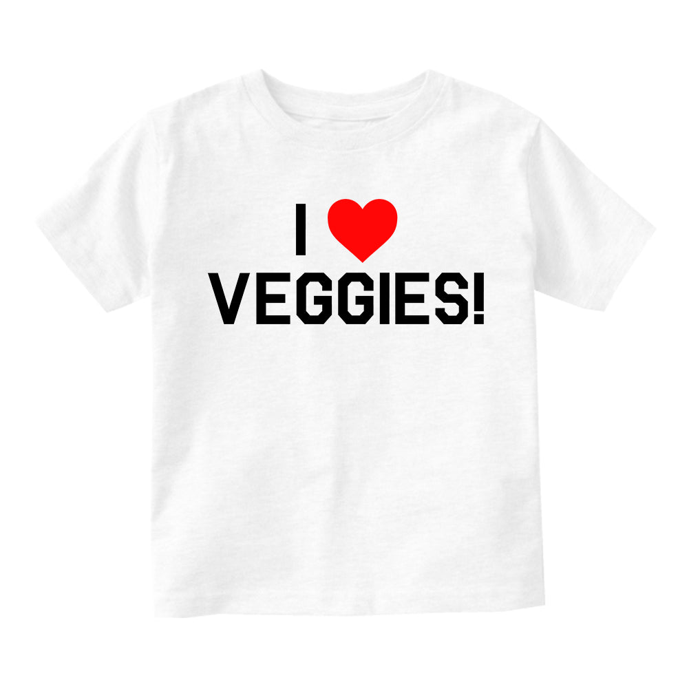 I Love Veggies Red Heart Toddler Boys Short Sleeve T-Shirt White