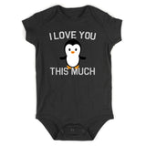 I Love You This Much Penguin Baby Bodysuit One Piece Black