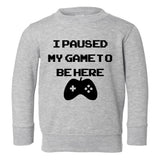 I Paused My Game To Be Here Toddler Boys Crewneck Sweatshirt Grey