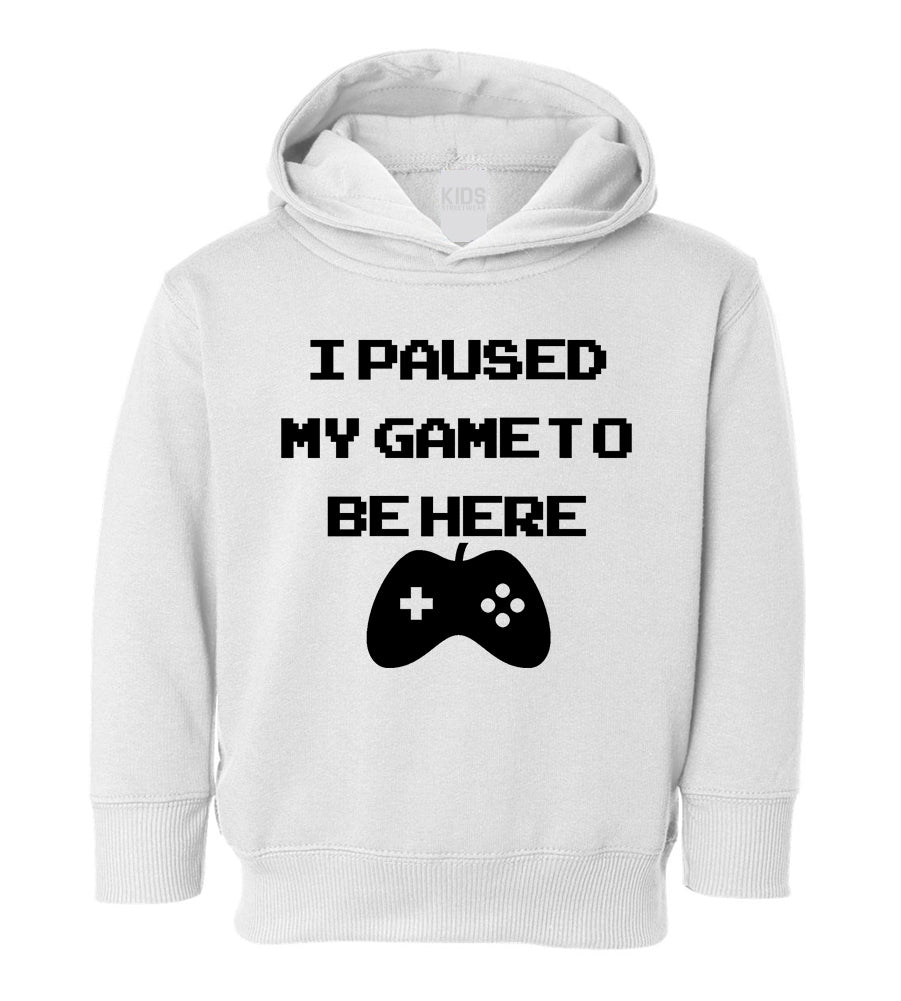 I Paused My Game To Be Here Toddler Boys Pullover Hoodie White