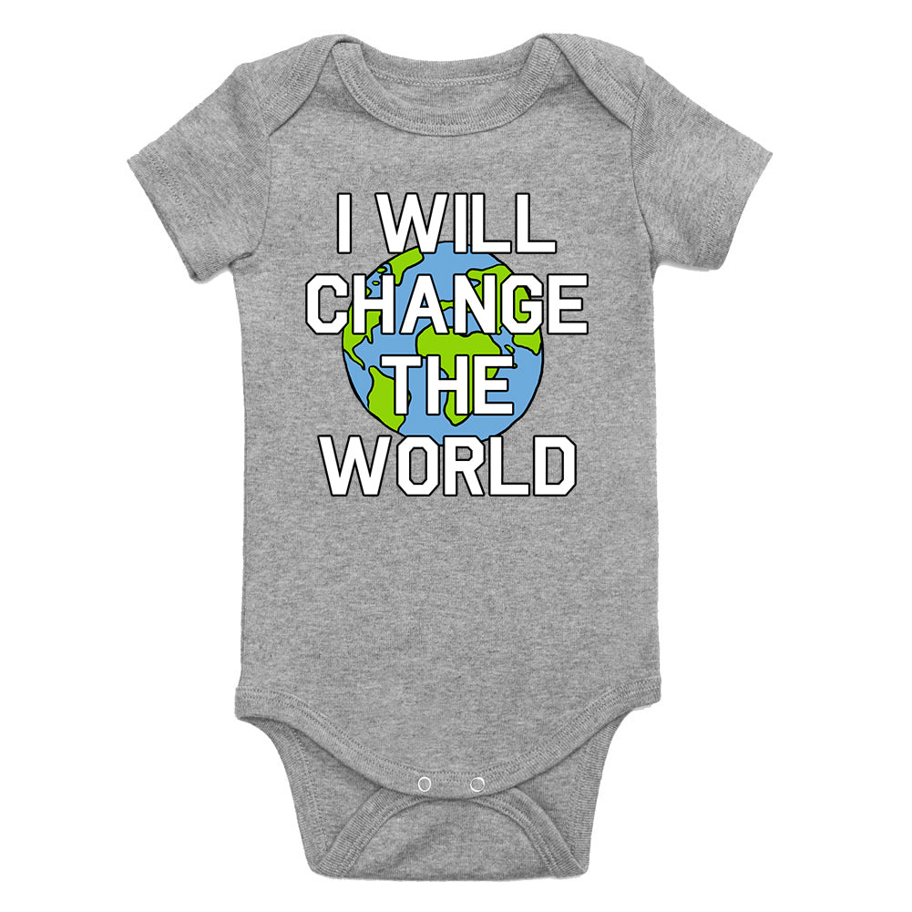 I Will Change The World Infant Baby Boys Bodysuit Grey