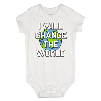 I Will Change The World Infant Baby Boys Bodysuit White