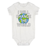 I Will Change The World Infant Baby Boys Bodysuit White