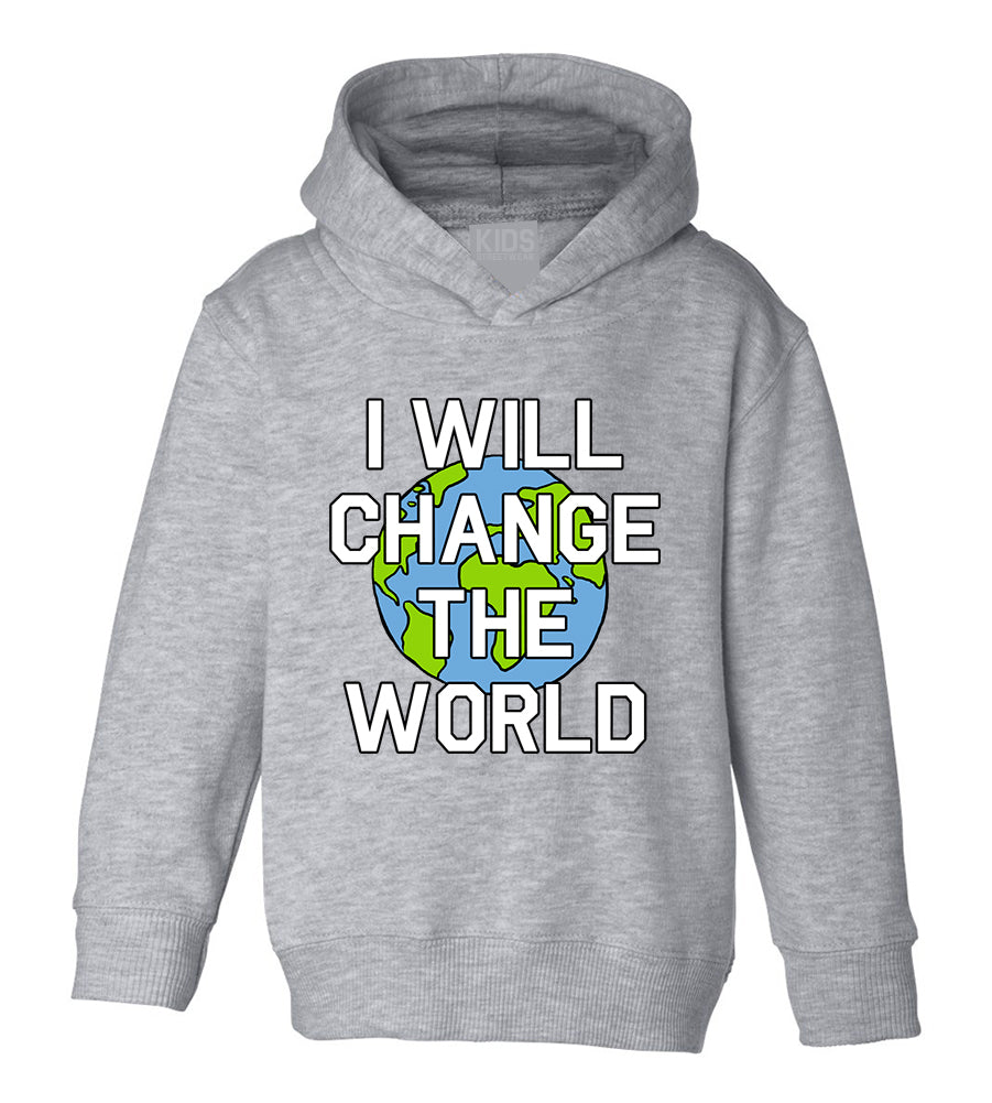 I Will Change The World Toddler Boys Pullover Hoodie Grey