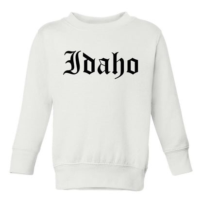 Idaho State Old English Toddler Boys Crewneck Sweatshirt White