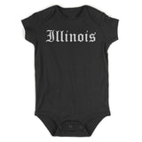 Illinois State Old English Infant Baby Boys Bodysuit Black