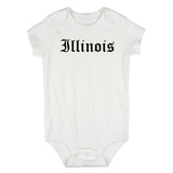 Illinois State Old English Infant Baby Boys Bodysuit White