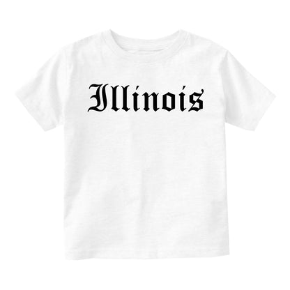 Illinois State Old English Infant Baby Boys Short Sleeve T-Shirt White