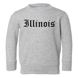 Illinois State Old English Toddler Boys Crewneck Sweatshirt Grey