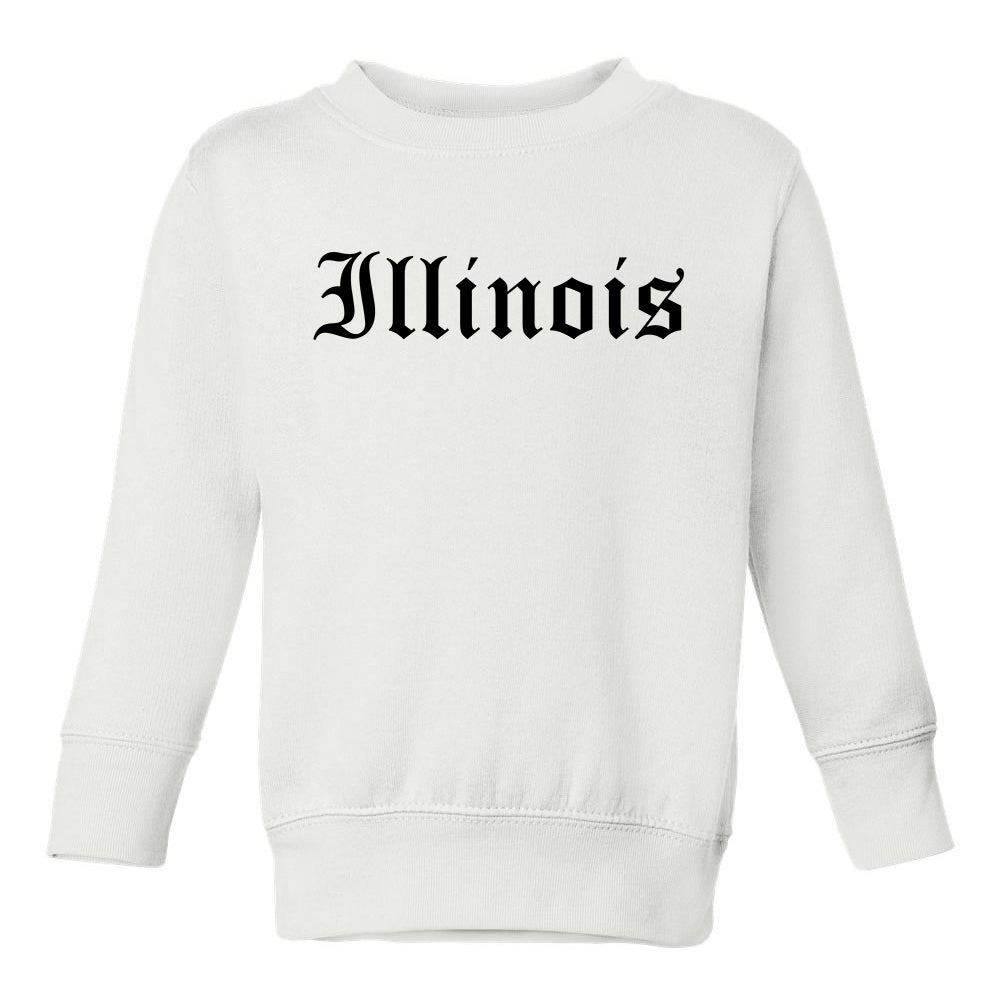 Illinois State Old English Toddler Boys Crewneck Sweatshirt White