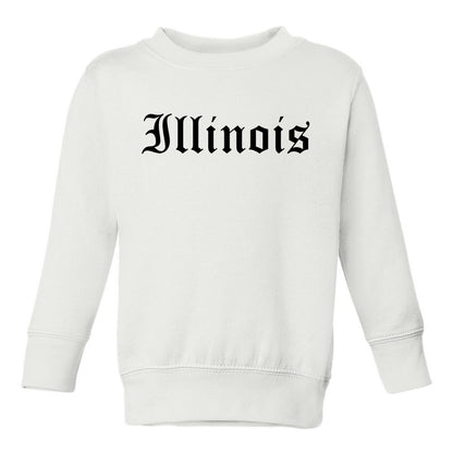 Illinois State Old English Toddler Boys Crewneck Sweatshirt White