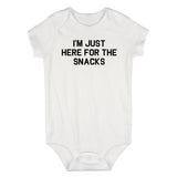 Im Just Here For The Snacks Funny Infant Baby Boys Bodysuit White