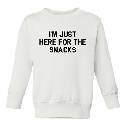 Im Just Here For The Snacks Funny Toddler Boys Crewneck Sweatshirt White