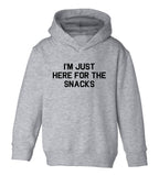 Im Just Here For The Snacks Funny Toddler Boys Pullover Hoodie Grey