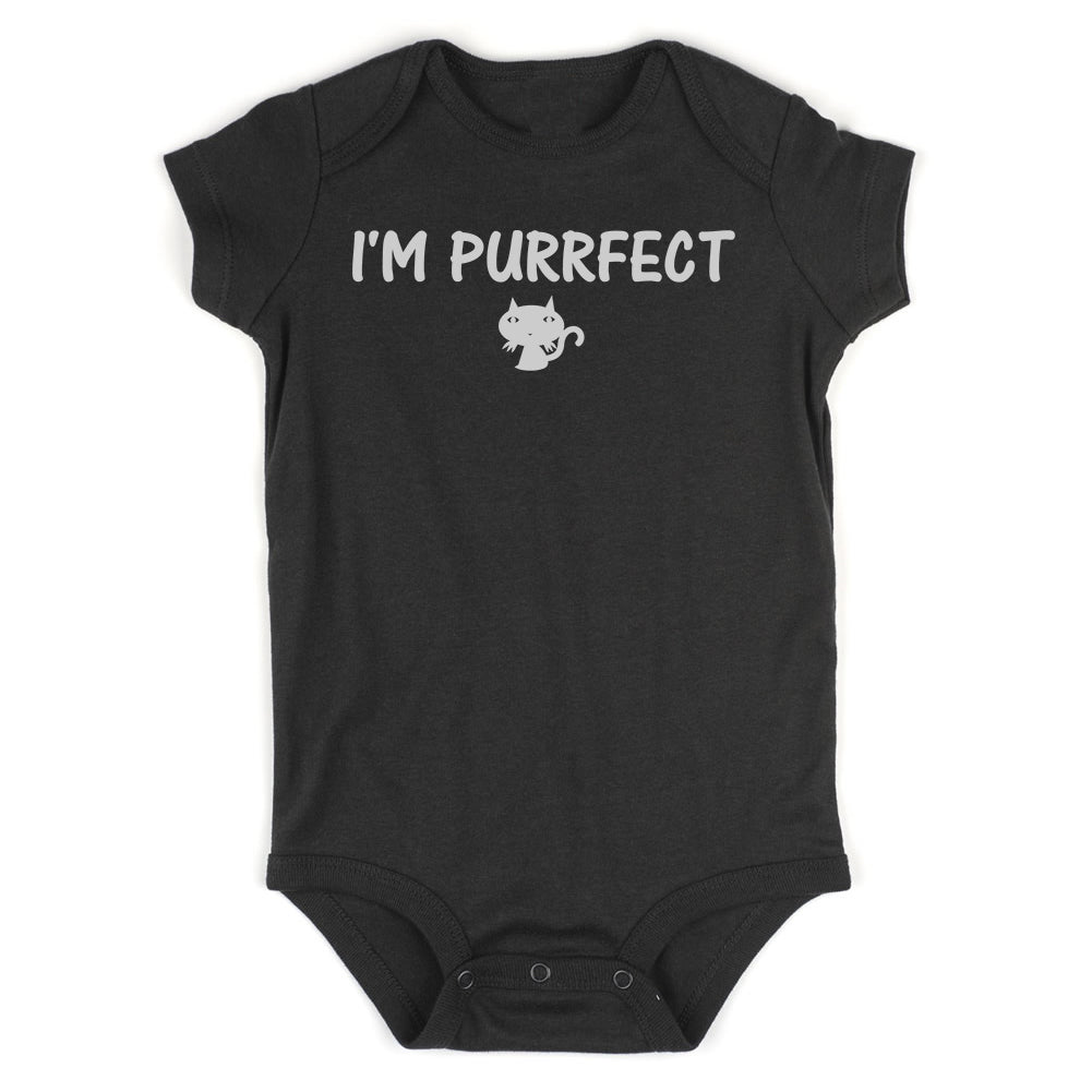 Im Purrfect Cat Infant Baby Boys Bodysuit Black