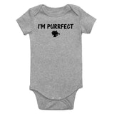 Im Purrfect Cat Infant Baby Boys Bodysuit Grey
