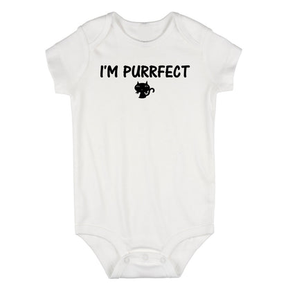 Im Purrfect Cat Infant Baby Boys Bodysuit White