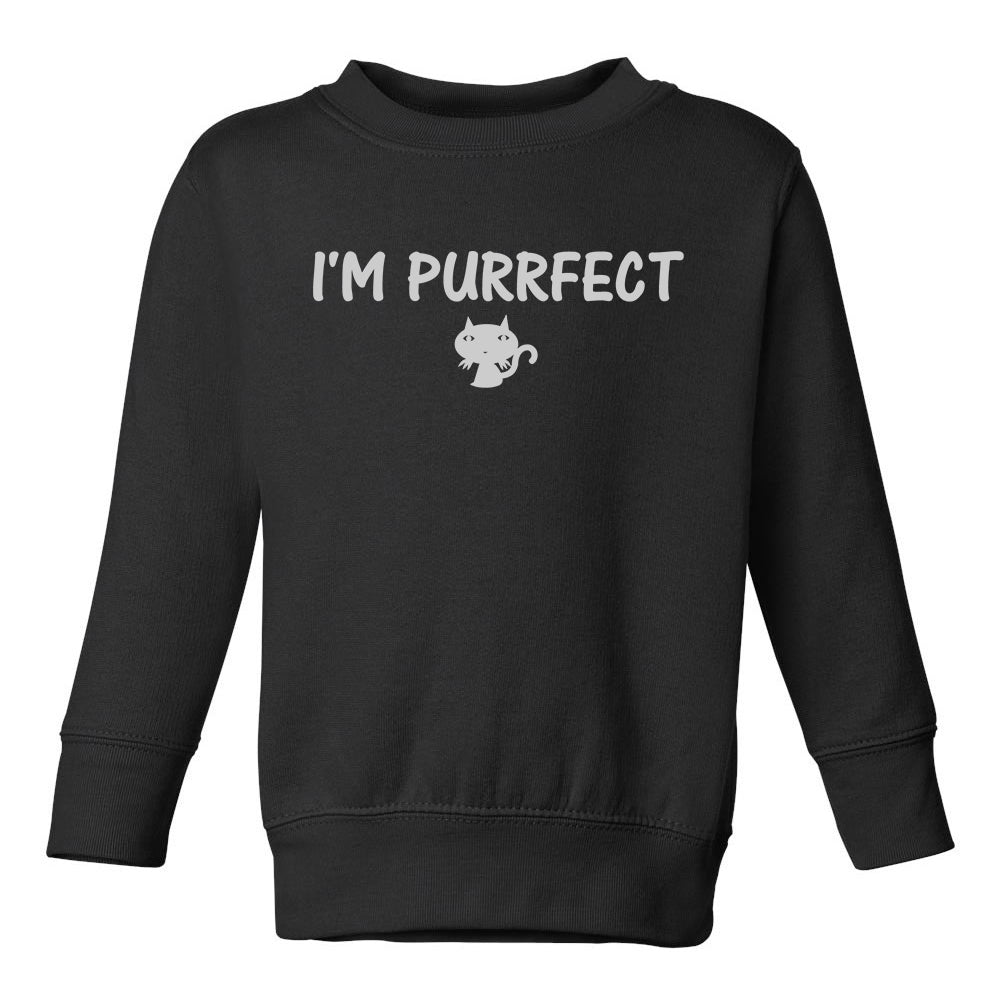 Im Purrfect Cat Toddler Boys Crewneck Sweatshirt Black