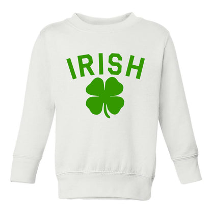 Irish Four Leaf Clover St Patricks Day Toddler Boys Crewneck Sweatshirt White