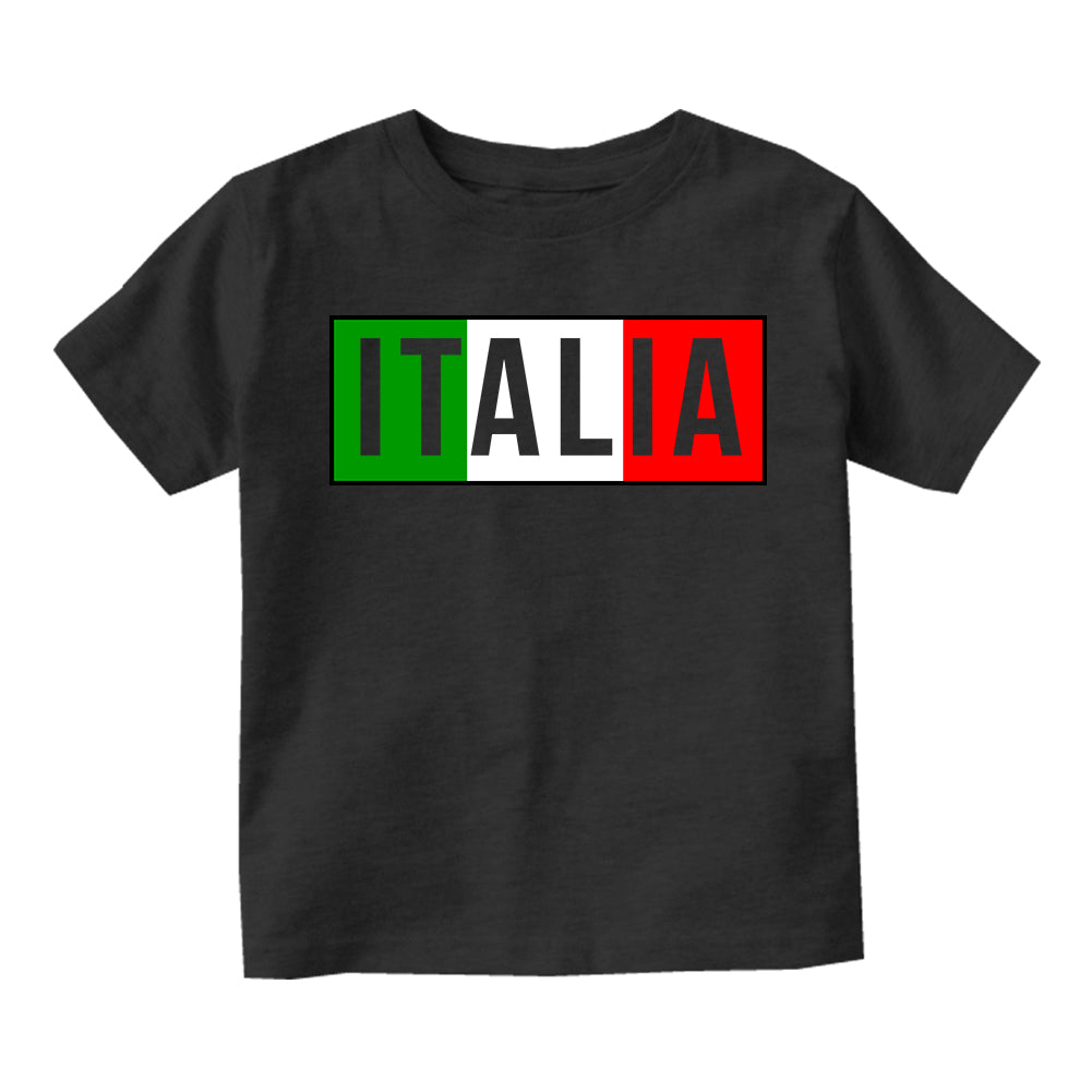 Italia Italy Flag Colors Infant Baby Boys Short Sleeve T-Shirt Black