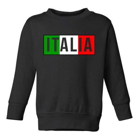 Italia Italy Flag Colors Toddler Boys Crewneck Sweatshirt Black