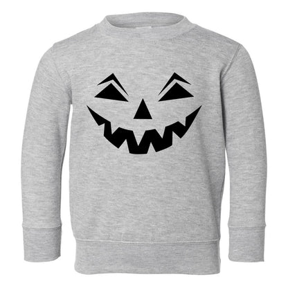 Jack o lantern Pumpkin Face Halloween Toddler Boys Crewneck Sweatshirt Grey