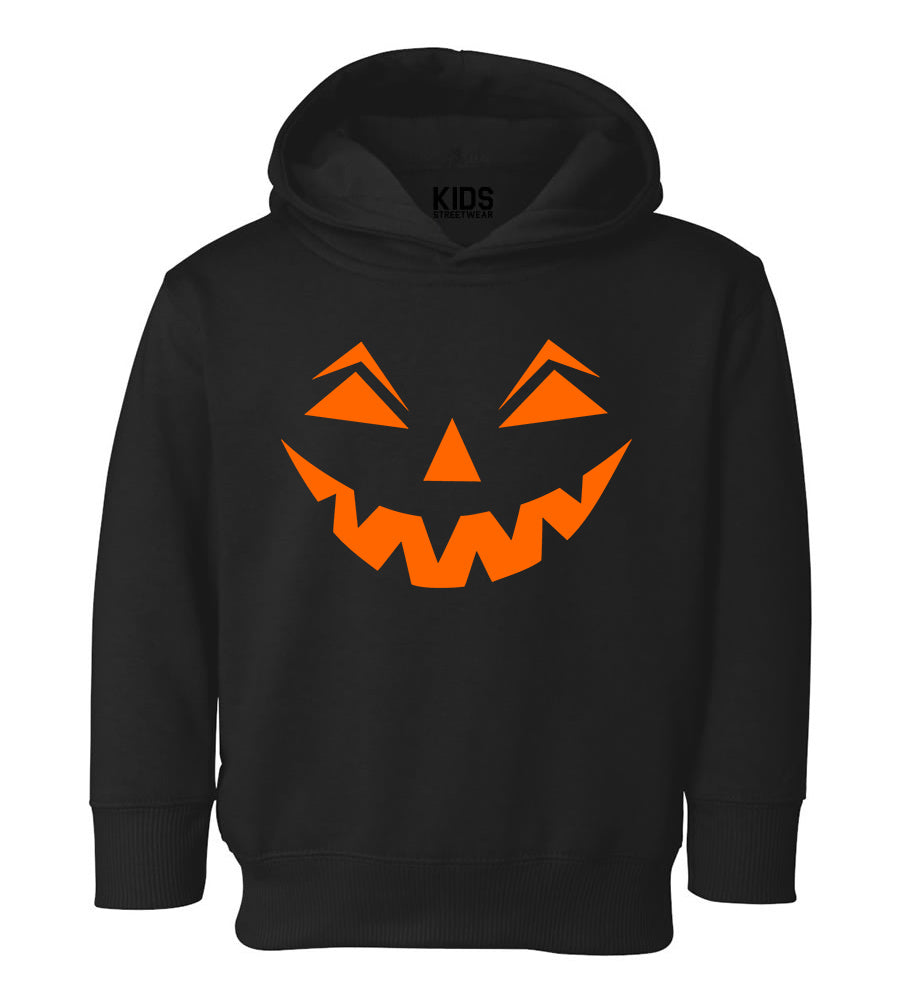 Jack o lantern Pumpkin Face Halloween Toddler Boys Pullover Hoodie Black