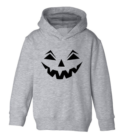 Jack o lantern Pumpkin Face Halloween Toddler Boys Pullover Hoodie Grey