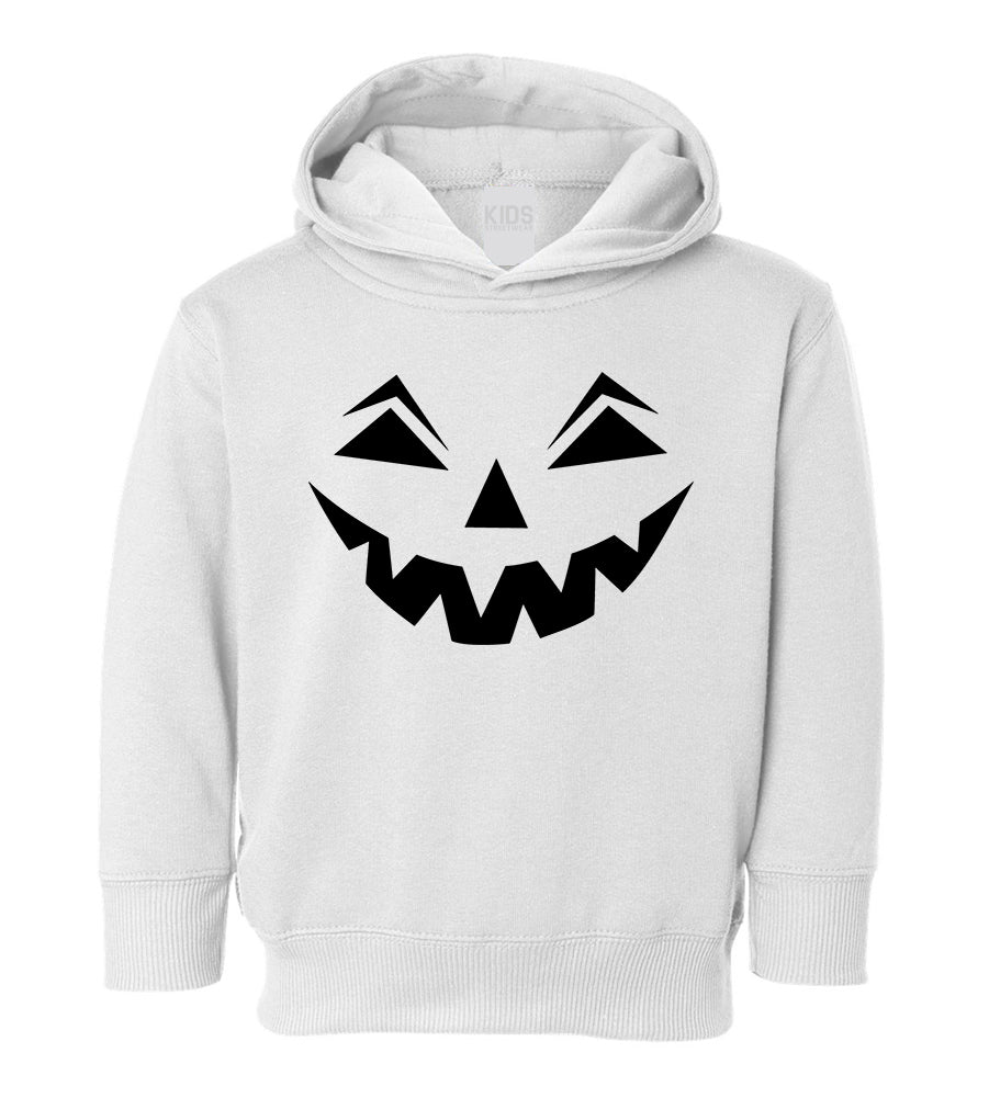 Jack o lantern Pumpkin Face Halloween Toddler Boys Pullover Hoodie White