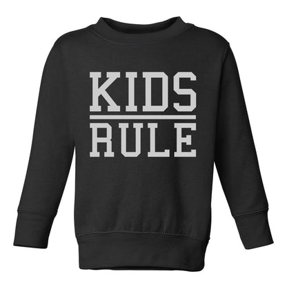 Kids Rule Toddler Boys Crewneck Sweatshirt Black
