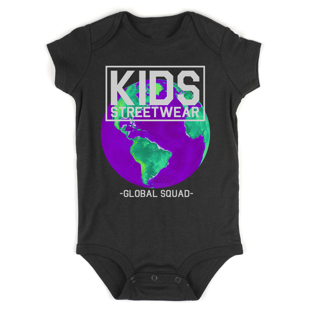 Kids Streetwear Global Squad Earth Infant Baby Boys Bodysuit Black