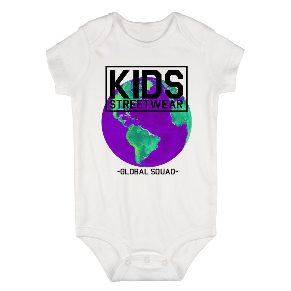 Kids Streetwear Global Squad Earth Infant Baby Boys Bodysuit White