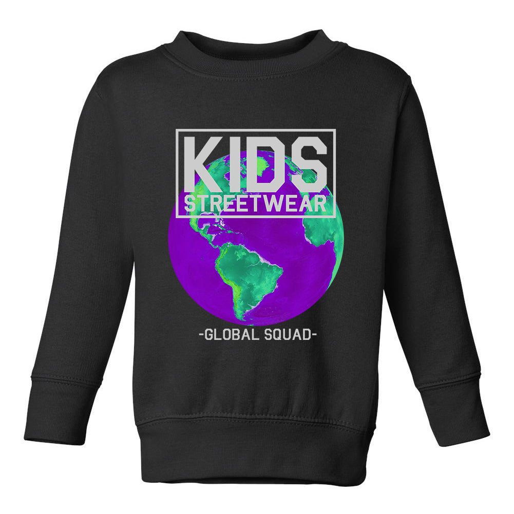Kids Streetwear Global Squad Earth Toddler Boys Crewneck Sweatshirt Black