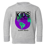 Kids Streetwear Global Squad Earth Toddler Boys Crewneck Sweatshirt Grey