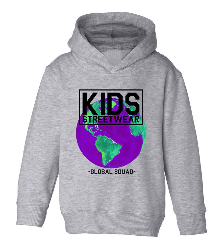 Kids Streetwear Global Squad Earth Toddler Boys Pullover Hoodie Grey