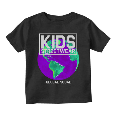 Kids Streetwear Global Squad Earth Toddler Boys Short Sleeve T-Shirt Black