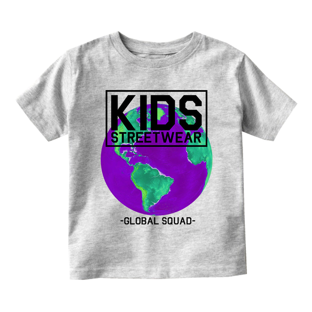 Kids Streetwear Global Squad Earth Toddler Boys Short Sleeve T-Shirt Grey