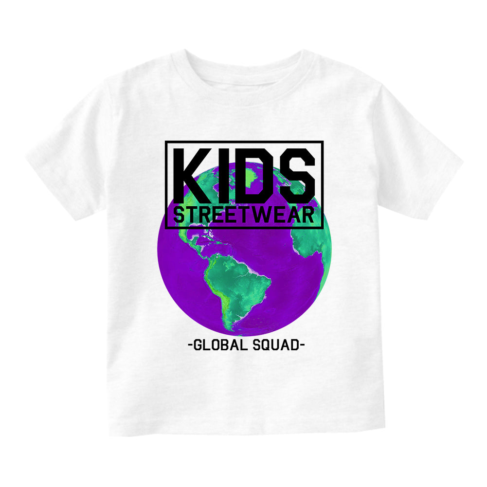 Kids Streetwear Global Squad Earth Toddler Boys Short Sleeve T-Shirt White