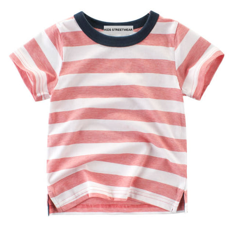 Kids Streetwear Red Striped Toddler Boys T-Shirt