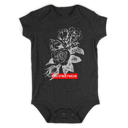 Kids Streetwear Roses Infant Baby Boys Bodysuit Black