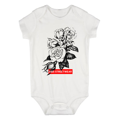 Kids Streetwear Roses Infant Baby Boys Bodysuit White