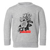 Kids Streetwear Roses Toddler Boys Crewneck Sweatshirt Grey