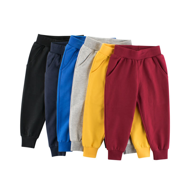 Solid Color Cotton Toddler Boys Jogger Sweatpants