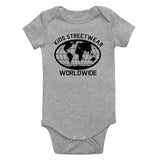 Kids Streetwear Worldwide Globe Infant Baby Boys Bodysuit Grey