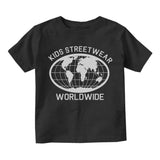 Kids Streetwear Worldwide Globe Infant Baby Boys Short Sleeve T-Shirt Black